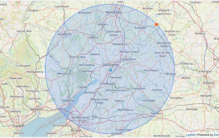 Gloucester Oil Burner Services coverage map